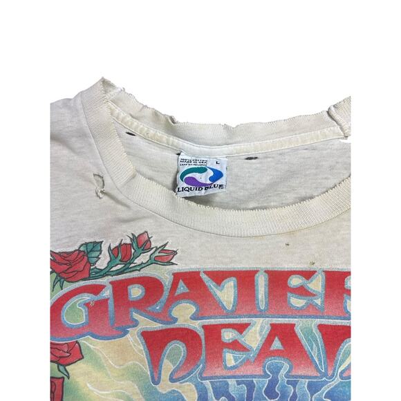 Vtg 90s Grateful Dead Liquid Blue Scarlet Fire Tie Dye Long Sleeve T-Shirt As Is - Picture 3 of 8